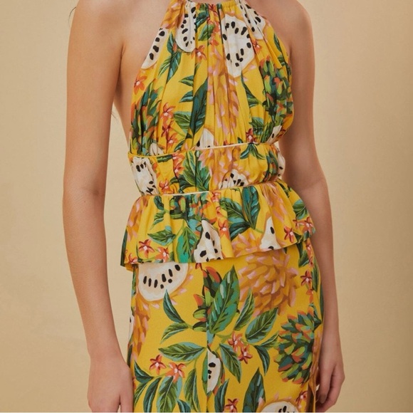 Farm Rio Biriba Yellow Sleeveless Midi Dress - Picture 11 of 12